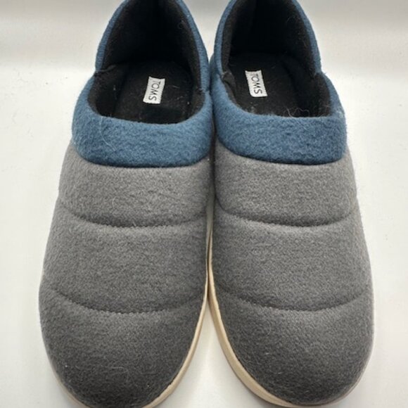 TOMS EZRA Quilted Slip Ons Slippers / Blue and Gray / Men's 9 / Women's 10 - Picture 1 of 6